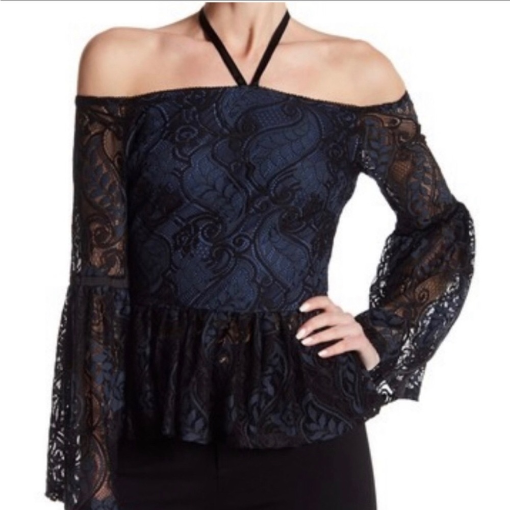 Romeo & Juliet Romantic Lace Off Shoulder Peplum Blouse